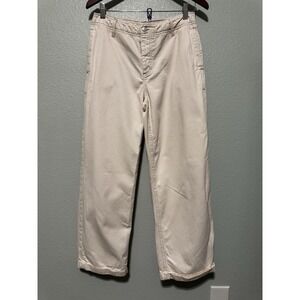 Free People Womens Boyfriend Cuffed Cropped Ankle Pants Light Pink Button Fly 27